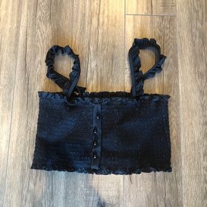 Forever21 Black Ruffle Strap Crop Top